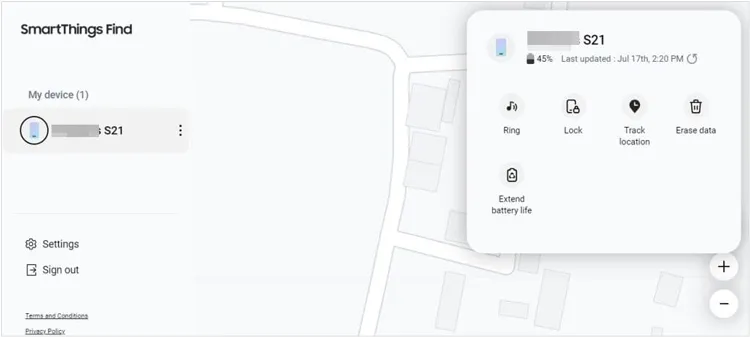 usa smartthings find per rimuovere tutti i dati dal tuo telefono Samsung