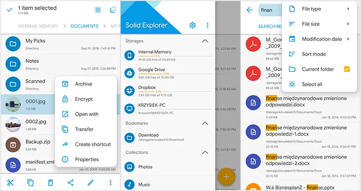 explorateur solide pour Android