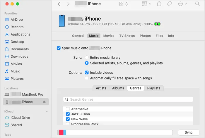 transfer music from iphone to mac with finder