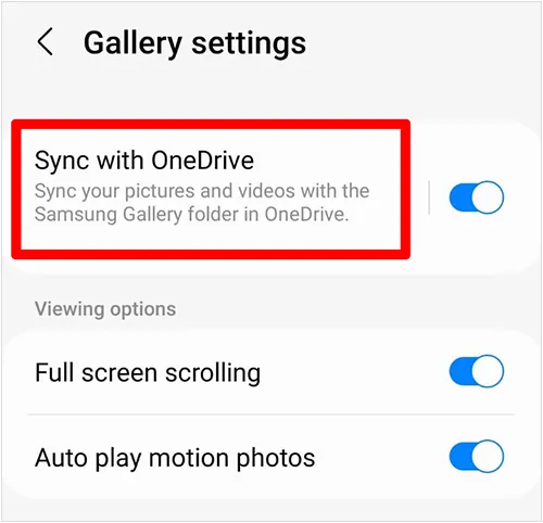 sincronizar fotos da Samsung com o OneDrive