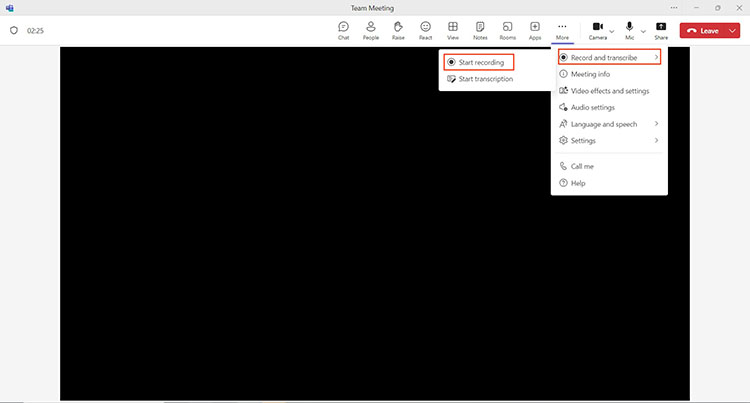 how to record teams meeting using the built-in feature