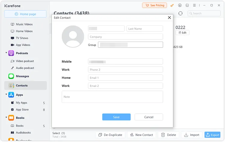 edit iphone contact on pc