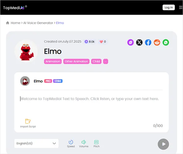 topmediai quandale elmo gerador de voz