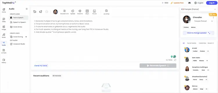 topmediai français texte à parole