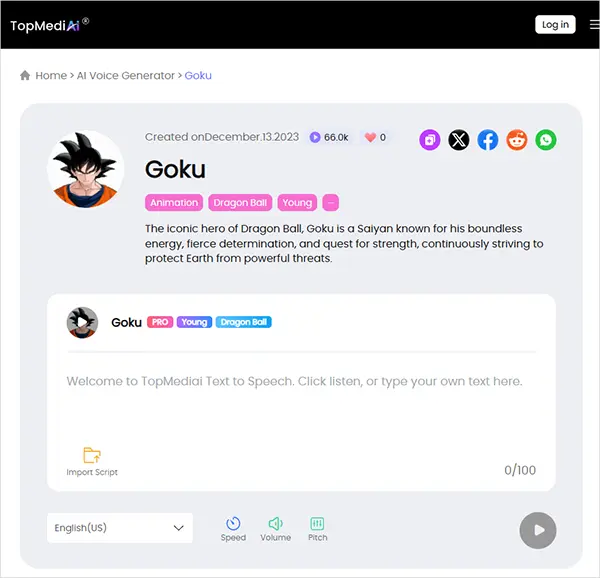 topmediai goku text to speech