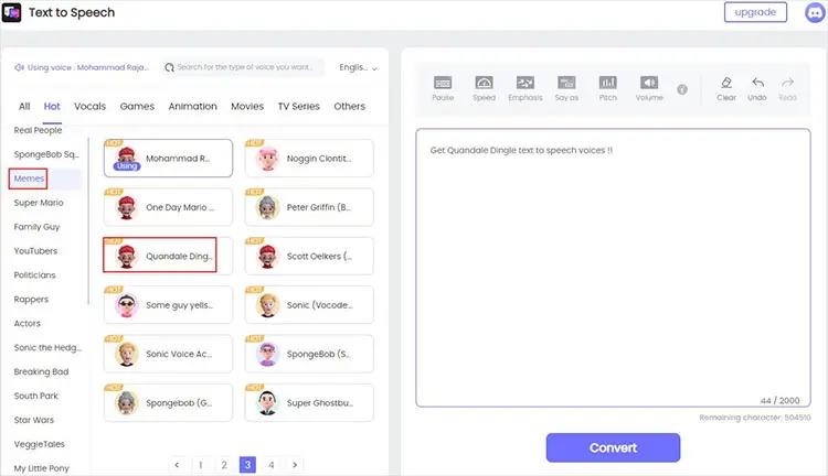 topmediai quandale dingle text to speech