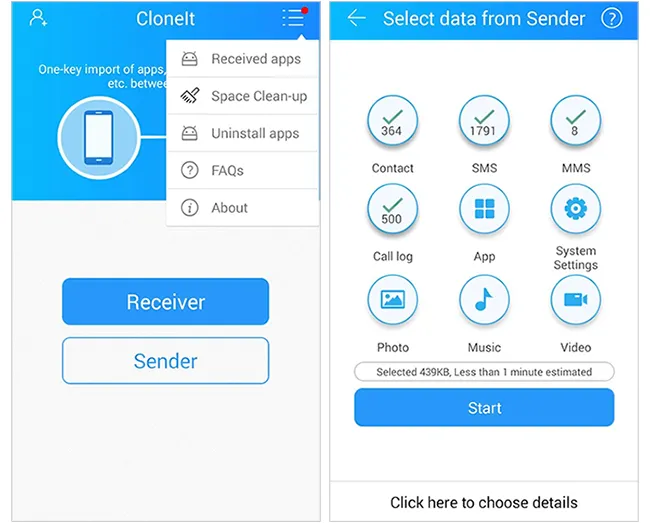 cloneitを使用してAndroid携帯電話から別の携帯電話にデータのクローンを作成する