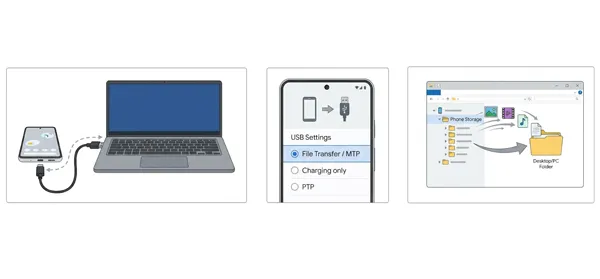 Transférer des fichiers d'Android vers PC via un câble USB