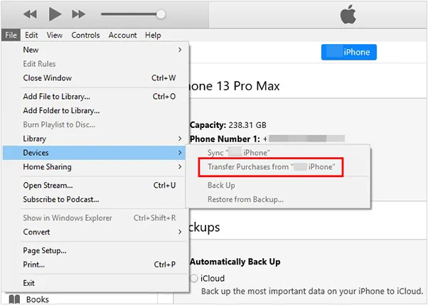 使用 iTunes 将购买的音乐从 iPhone 传输到电脑