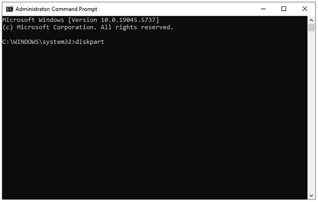 enter diskpart utility