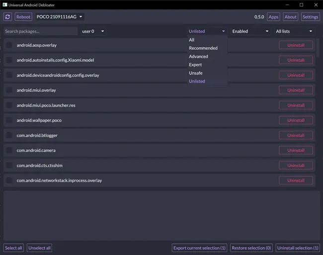 débloasseur universel pour Android
