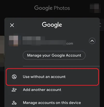 usar la aplicación sin una cuenta