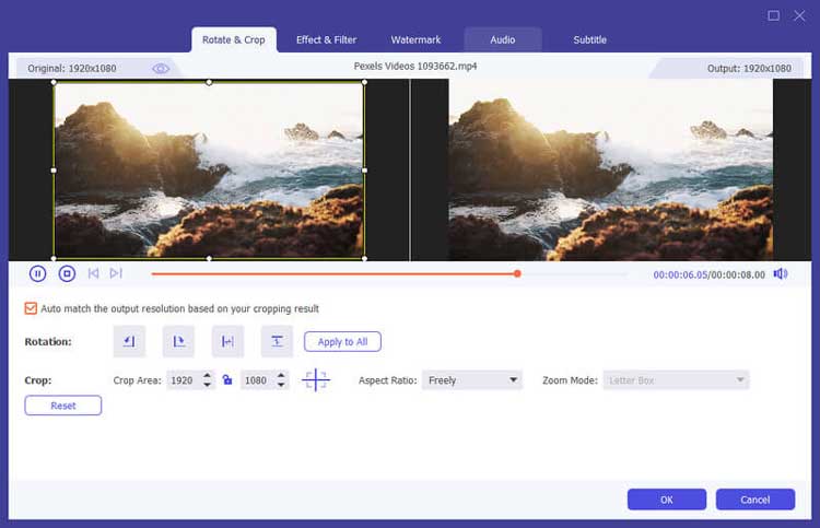 rotate or crop video
