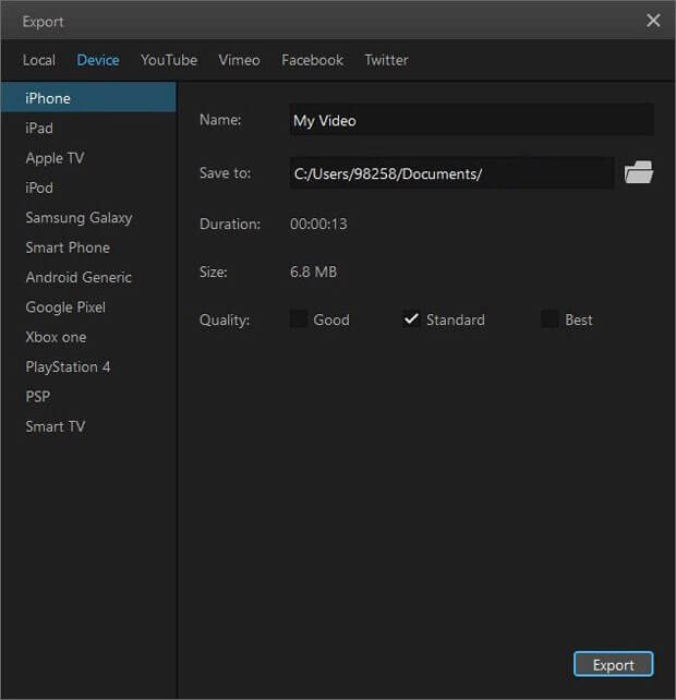 export to device