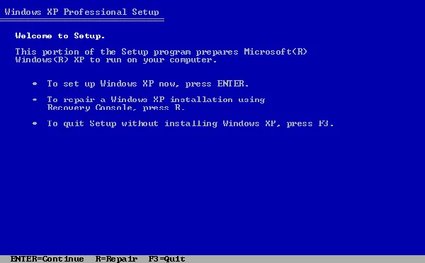 set up windows xp