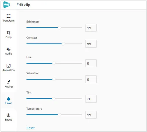 adjust video with wevideo
