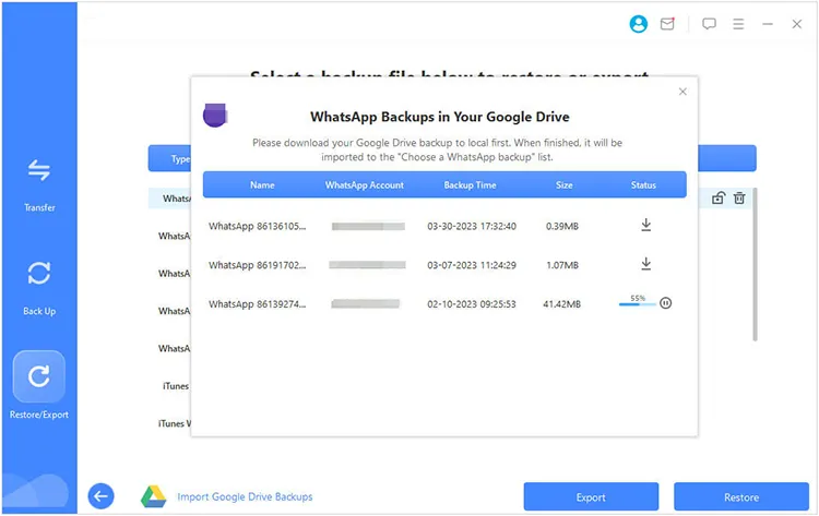 從 Google 雲端硬碟下載 Whatsapp 備份文件