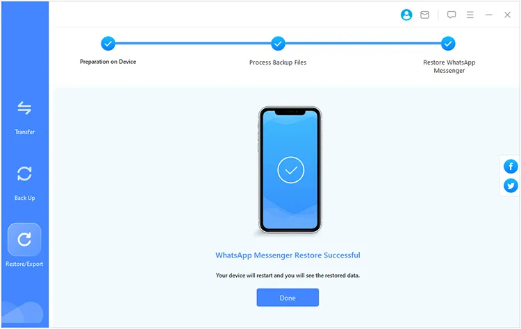 完成 Whatsapp 恢復