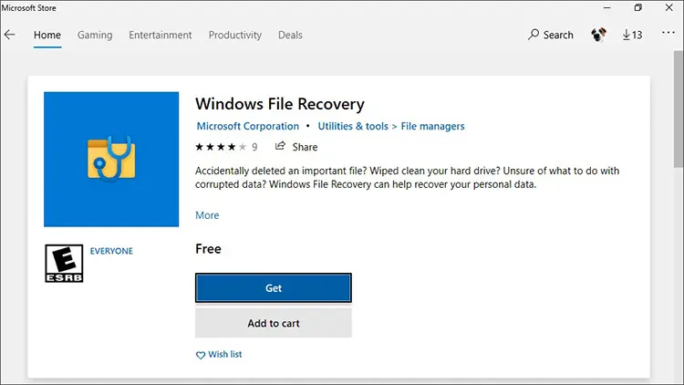 SSD-Datenwiederherstellung über die Windows-Dateiwiederherstellung