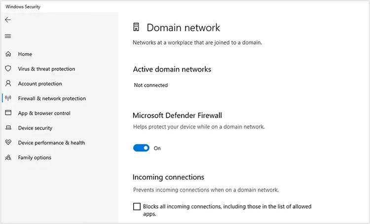 Desactivar el firewall temporalmente
