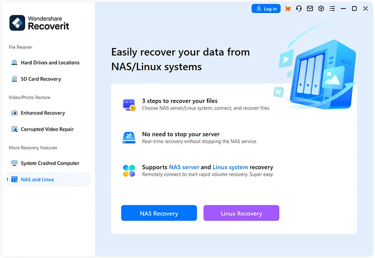 recover files from nas and linux