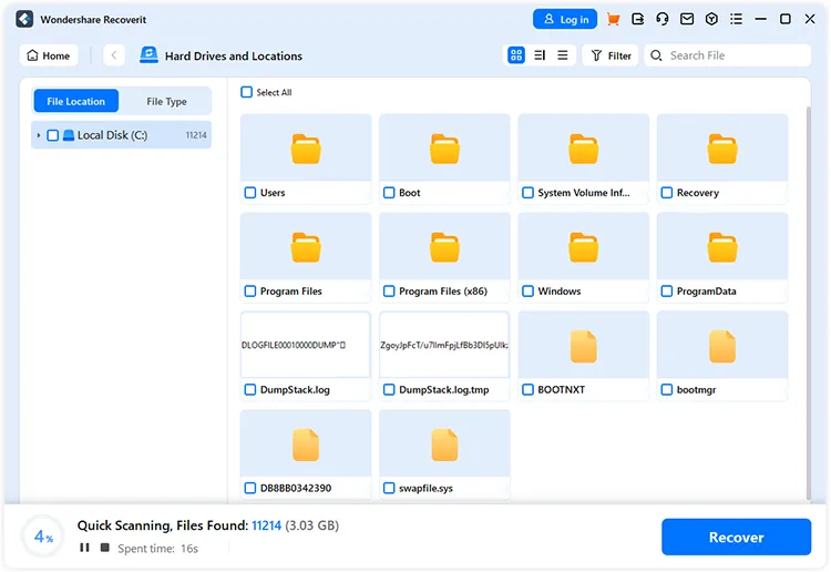 the software begin to scan files